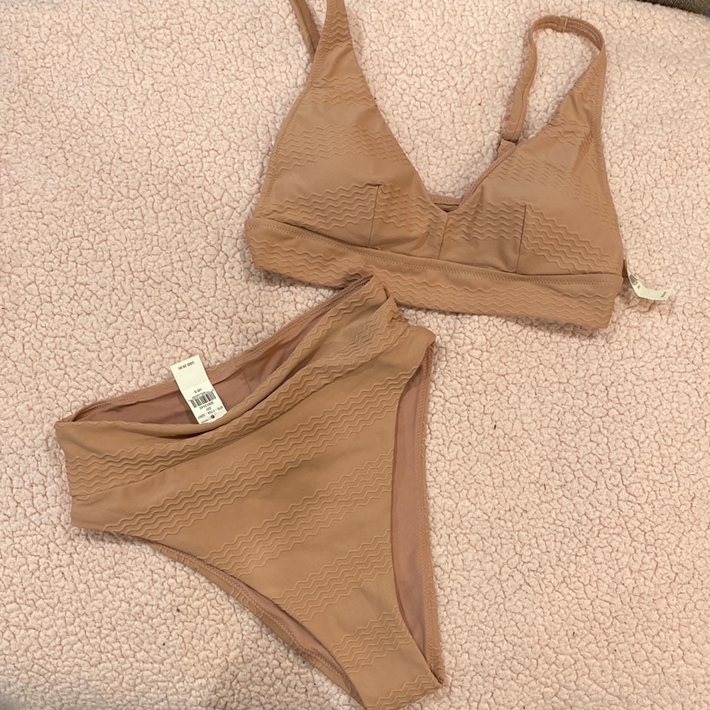 Aerie Beige Swimsuit Set (M top S bottoms)